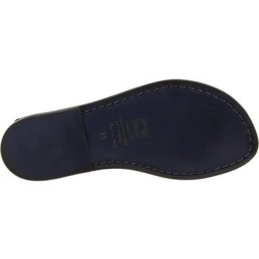 Black leather thong sandals for women Handmade in Italy