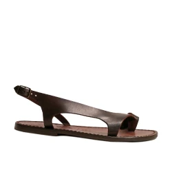Sandalias de piel marrón para las mujeres hecho a mano en Italia