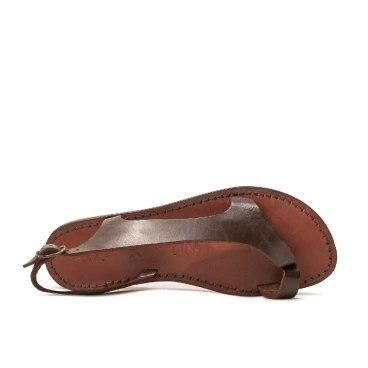 Riemchen-Sandalen für Damen aus braunem Leder in Italien von Hand gefertigt
