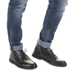Desert Lederboots Manner Schwarz Handgefertigt in Italien