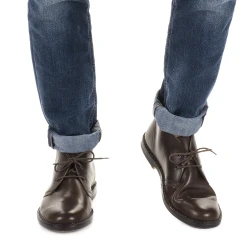 Women's dark brown leather chukka boots handmade in Italy