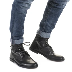Bottines homme en cuir noir artisanales fabriqué en Italie