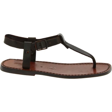 Flipflop männer aus braunem Leder in Italien von Handgefertigt