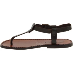Sandalias de dedo de cuero marrón para hombres