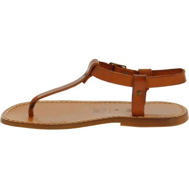 Handmade men's tan leather thong sandals