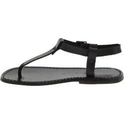 Sandales tong en cuir noir pour homme artisanales