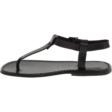 Flipflop männer aus schwarzen Leder in Italien von Handgefertigt
