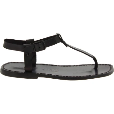 Flipflop männer aus schwarzen Leder in Italien von Handgefertigt