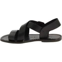 Sandale pour femme artisanales en cuir noir artisanales