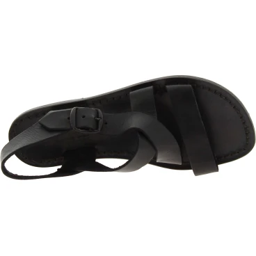 Black leather women's sandals handmade in Italy