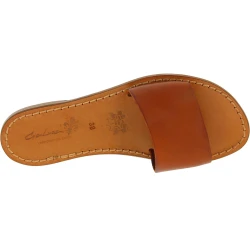 Zapatillas de cuero marron para mujer hecho a mano en italia