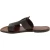 Women's leather slide sandals in dark brown leather handmade