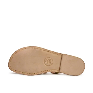 Goldene flache Sandalen aus echtem Leder Hand gefertigt in Italien