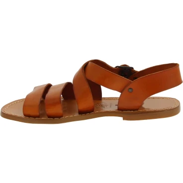 Braune Franziskaner-Ledersandalen für Damen in Italien von Handgefertigt