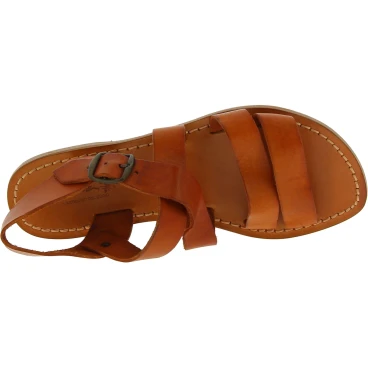 Braune Franziskaner-Ledersandalen für Damen in Italien von Handgefertigt