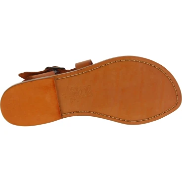 Braune Franziskaner-Ledersandalen für Damen in Italien von Handgefertigt