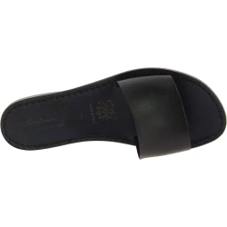Nu pieds pour femme en cuir noir travaillé main en Italie