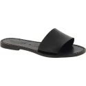 Women's leather slides sandals in black leather handmade