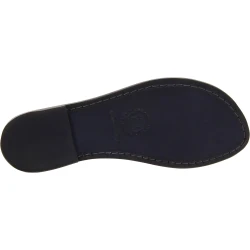 Women's leather slides sandals in black leather handmade