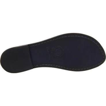 Zapatillas romanas de cuero negro para mujer hecho a mano