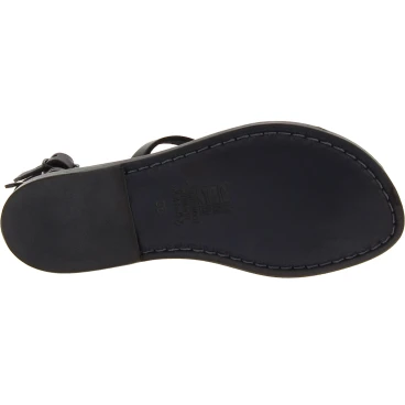 Handmade women's flat sandals in black leather