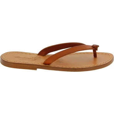 Chanclas flip flop para mujer hechas a mano en cuero marrón