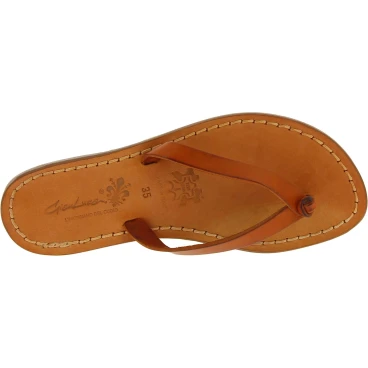 Chanclas flip flop para mujer hechas a mano en cuero marrón