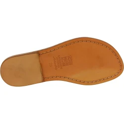 Handmade women's thong slippers in tan leather