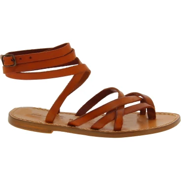 Sandales spartiates artisanales en cuir marron fait en Italie
