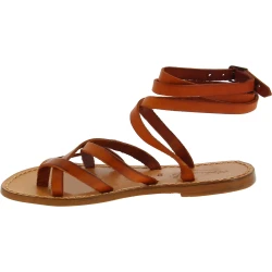 Riemchensandalen aus braune Leder handgefertigt in Italien