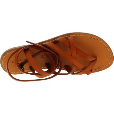 Sandales spartiates artisanales en cuir marron fait en Italie