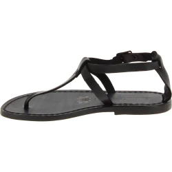 Sandalo infradito da donna in pelle nero artigianali