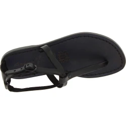 Sandalo infradito da donna in pelle nero artigianali