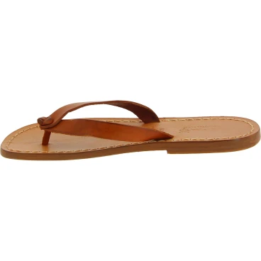 Tan leather thongs sandals for men Handmade