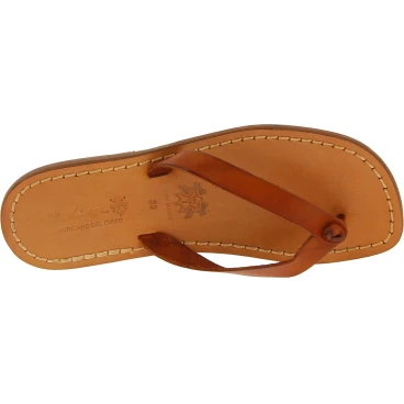 Tan leather thongs sandals for men Handmade