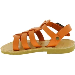 Attica Persephone child gladiator sandals in brown nubuck with buckle closure handmade in Greece