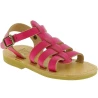 Sandales gladiateur pour fille en cuir de veau fuchsia avec fermeture à boucle