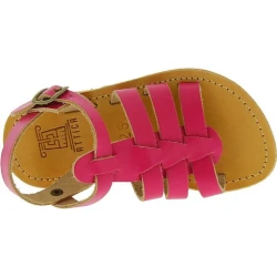 Attica Persephone Sandales gladiateur pour enfant en cuir nubuck marron faits à la main en Grèce