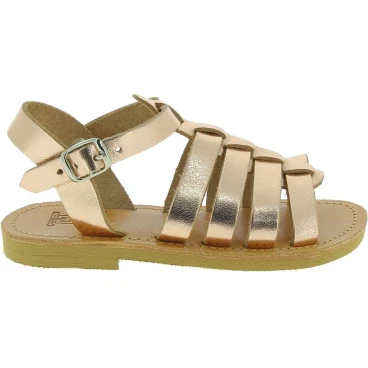 Attica Persephone Sandali gladiatore da bambino in pelle nubuck marrone chiusura con fibbia