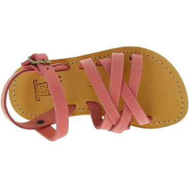 Attica Persephone Sandali gladiatore da bambino in pelle nubuck marrone chiusura con fibbia