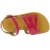 Girl's braided sandals in fuchsia calf leather with buckle closure