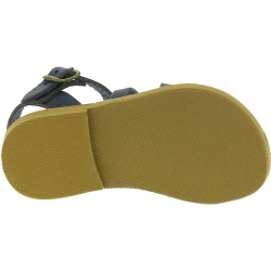 Sandalias gladiadoras trenzadas para niño en piel nobuck azul con cierre de hebilla
