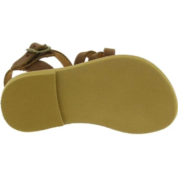 Child's gladiator braided sandals in brown nubuck leather with buckle closure