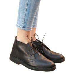 Women's black leather chukka boots handmade in Italy