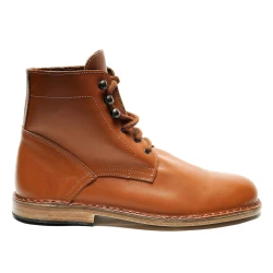 Men's tan leather ankle boots handmade in Italy