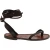 Handmade flat strappy sandals in dark brown calf leather
