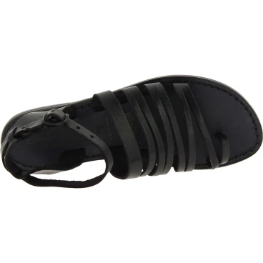 Women's thong sandals in black leather handmade in Italy