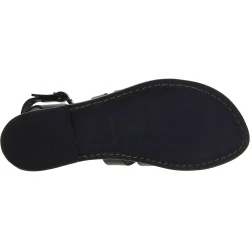 Sandalias de dedo para mujer hechas a mano en piel negro