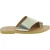 Sandali infradito slip-on da donna fatti a mano in pelle di vitello laminata oro