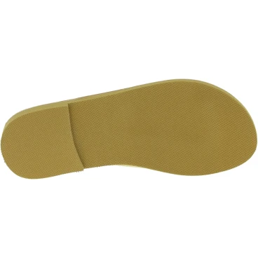 Sandali infradito slip-on da donna fatti a mano in pelle di vitello laminata oro